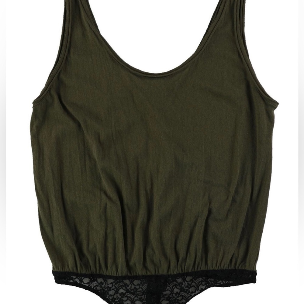 Free People Sydney Lace-Contrast Bodysuit Jumpsuit